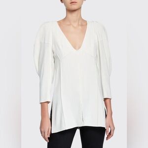 KHAITE Jenny Puff-Sleeve Slit-Hem Top